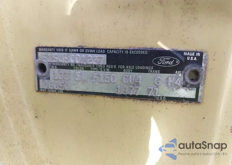 1977 Ford F150 z USA, uszkodzony, nr VIN F15JR001237